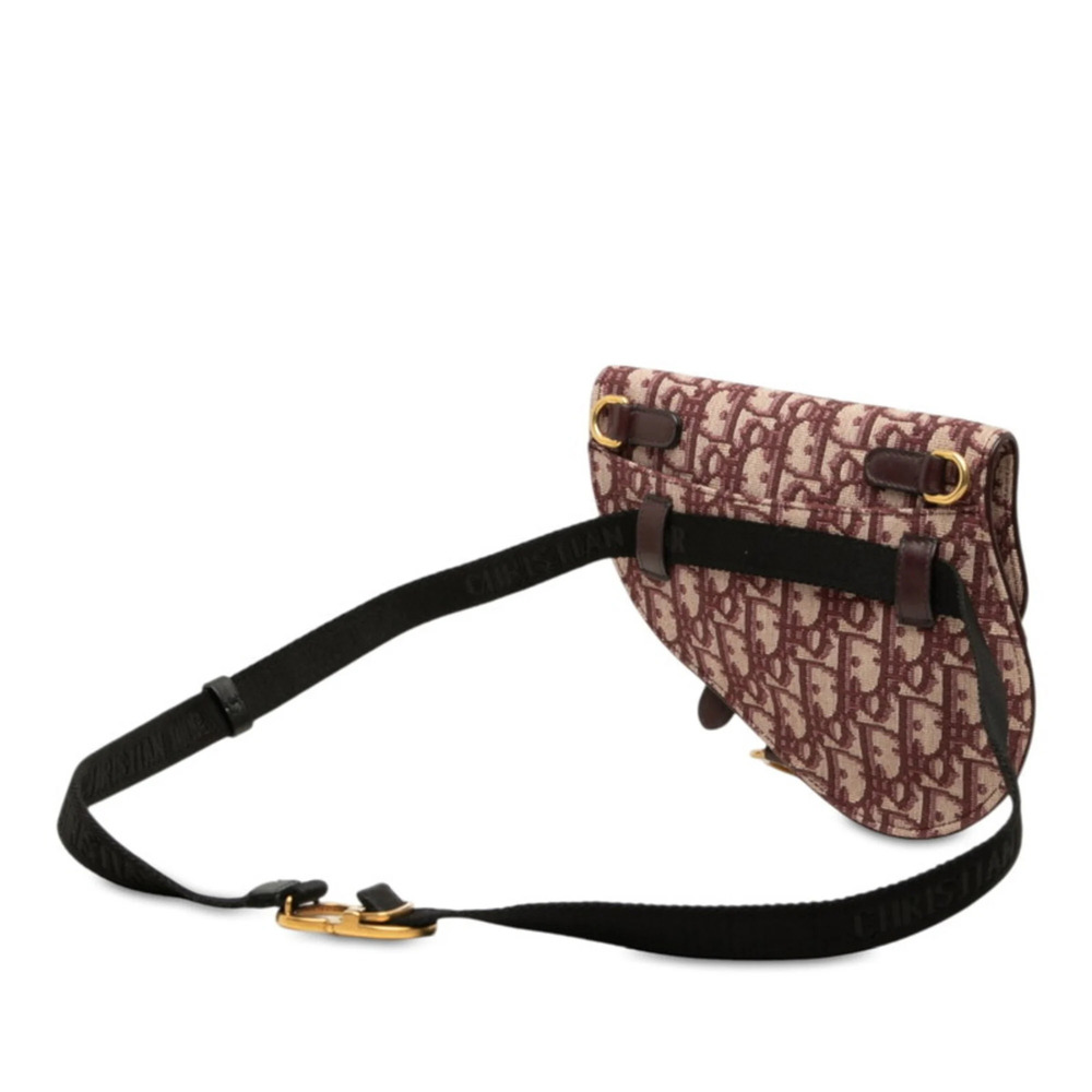 Christian Dior Dior Oblique Trotter Saddle Body Bag Waist Belt Wine Red Beige... - Picture 2 of 6